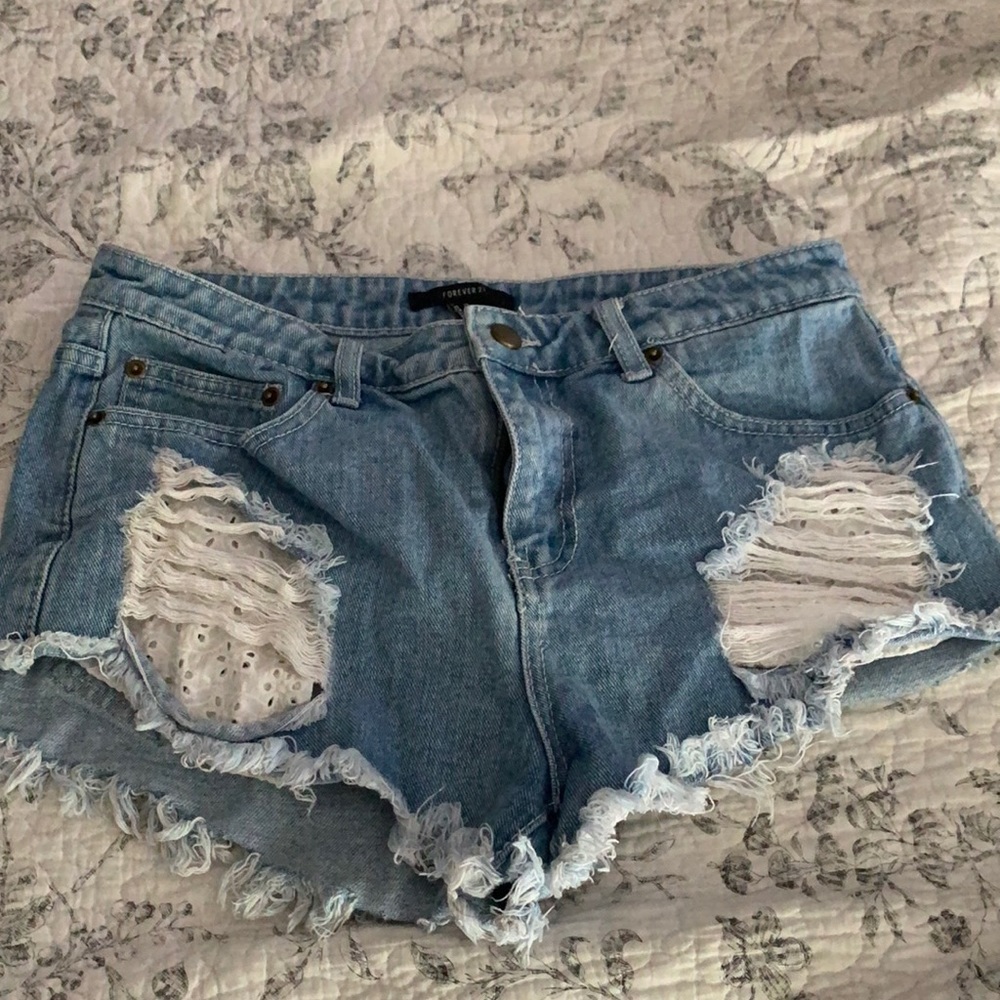 Mid Rise Denim Shorts